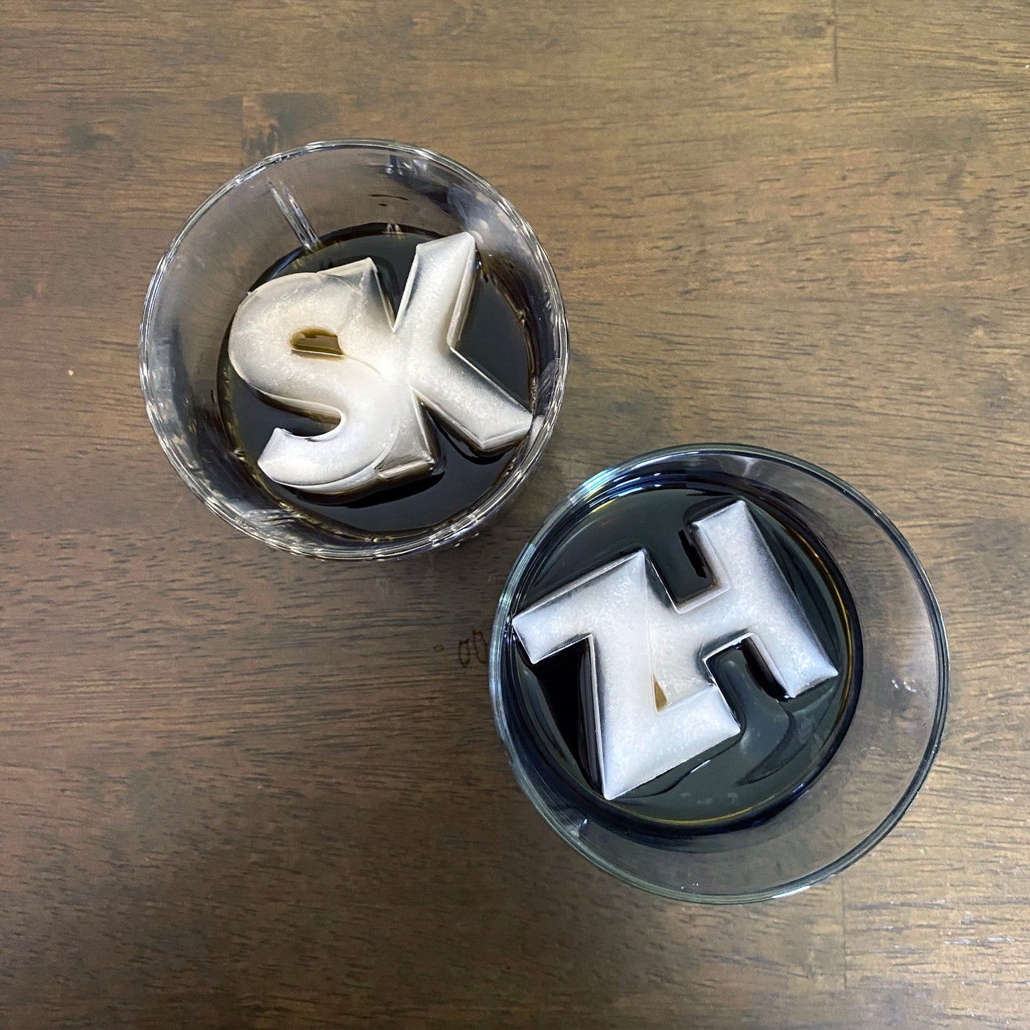 Letter Merge Ice Cubes - 2 Letters fused into ice - Wedding and Event Letter Molds