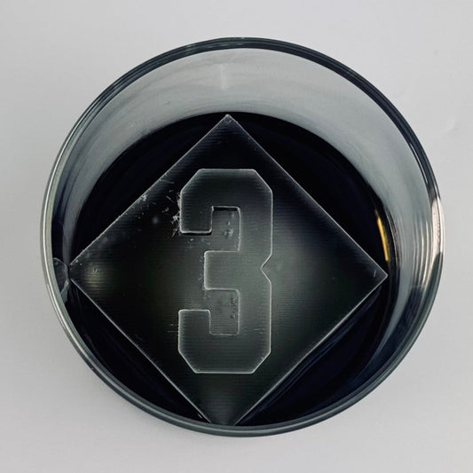 ice cube  with number '3' on a white background