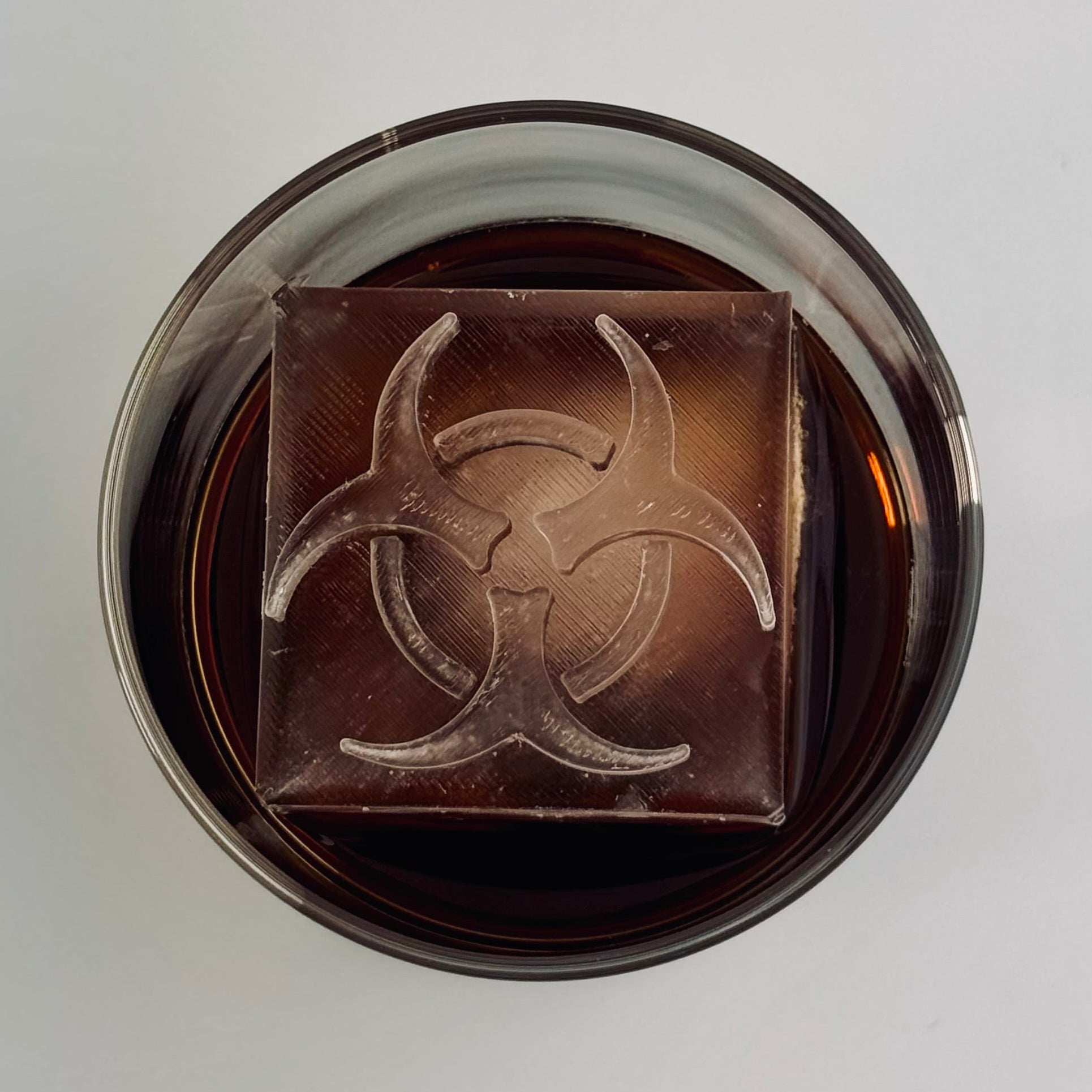 Biohazard silicone ice mold set with 4-cube tray and glassware