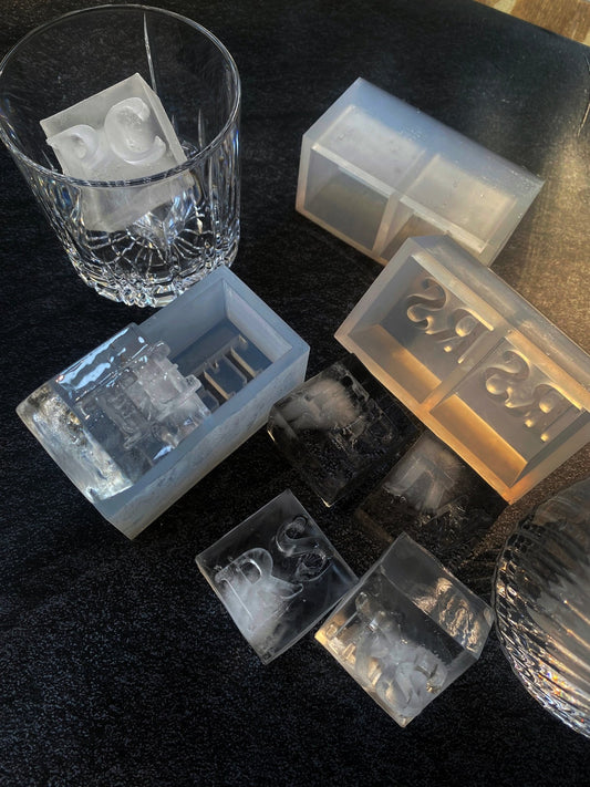 Monogram Whiskey Ice Cubes, Personalized Ice Mold, Custom Silicone